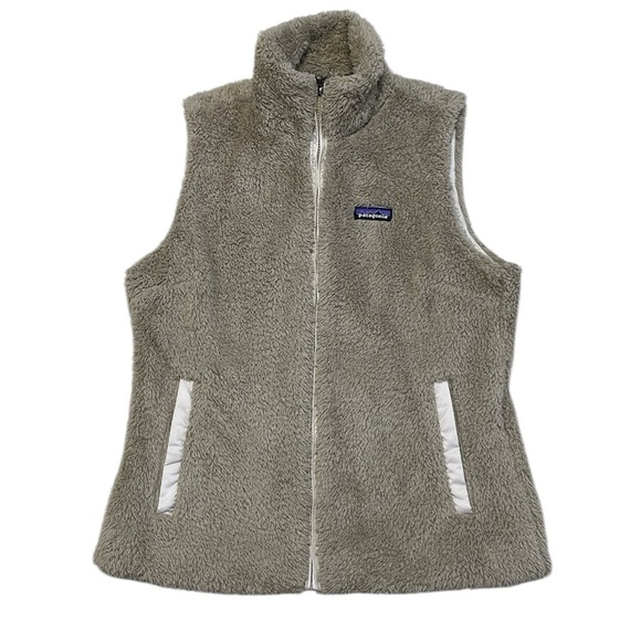 Patagonia Los Gatos Tan High Pile Fleece Vest Full Zip Pockets Size Large - Picture 3 of 12